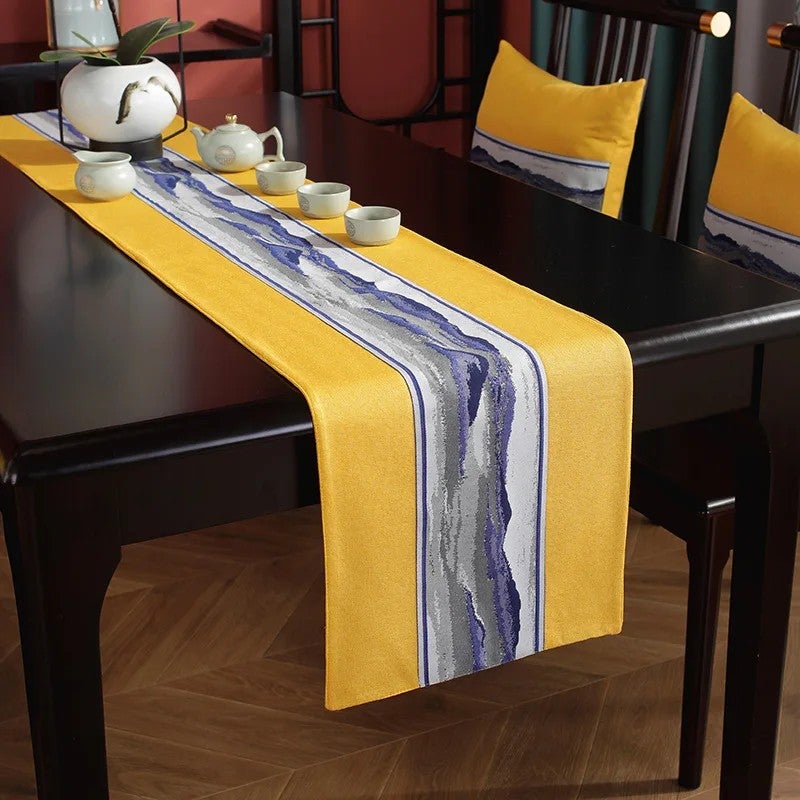 Bluejw Modern Table Runner Linen Embroidered Table Runner Easy-Care Table Runner - Image 1